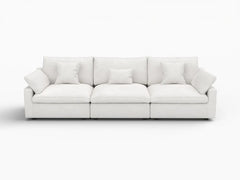 Deluxe Slope Cloud Sectional Sofa Covers | White Chenille and Linen Sofa Cover for 3-Seater