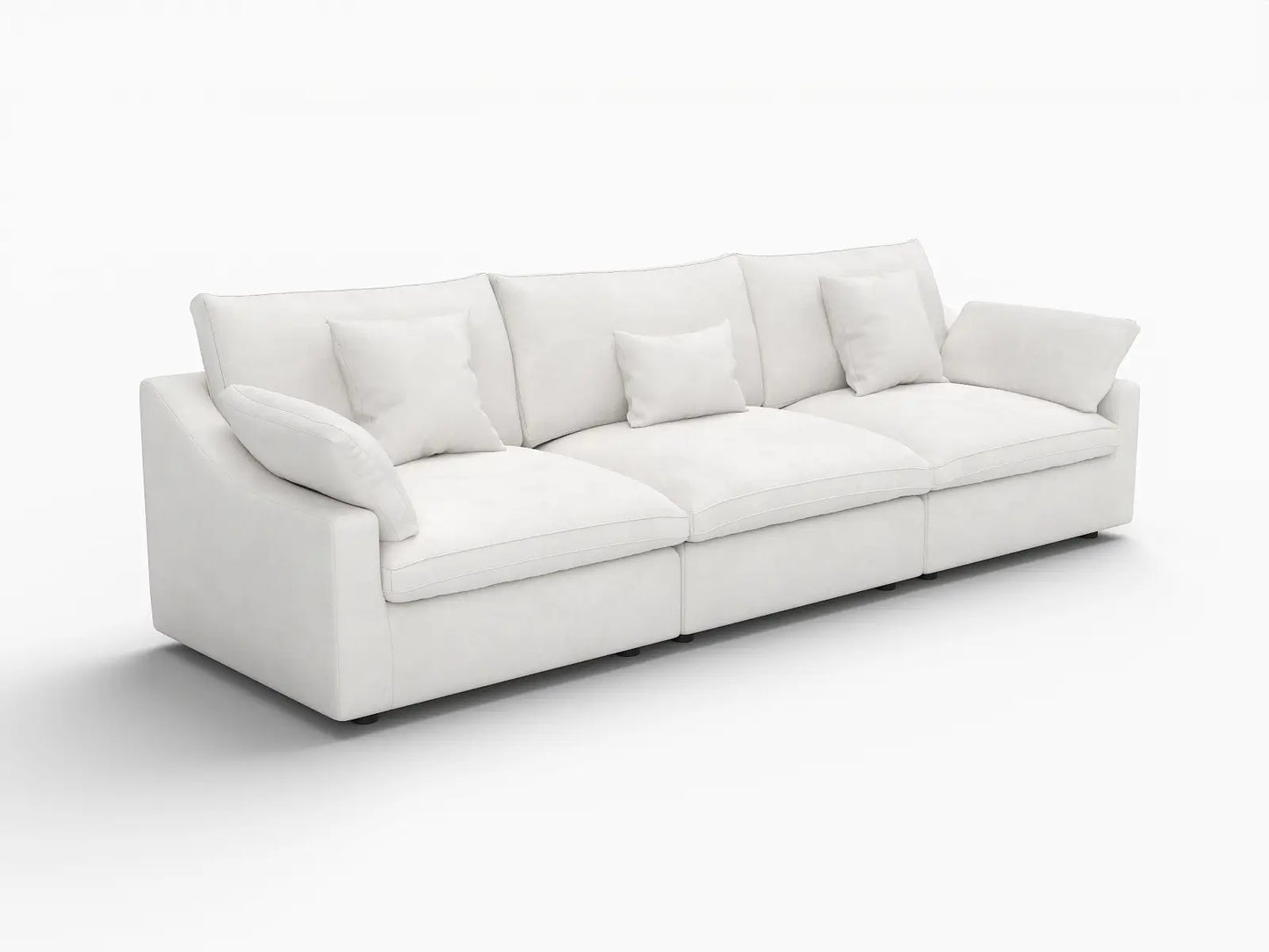 WJS Home 3 Piece White Linen Couch Sectionals 3 Seater_5
