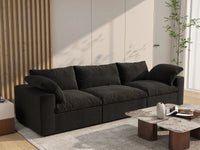 WJS Home 3 PieceCottonandLinenBlackCouchSectionals120FlexibleArmrestPillows3 Seater_1