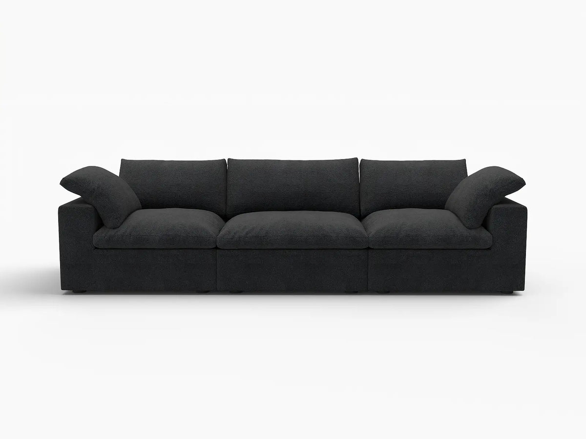 WJS Home 3 PieceCottonandLinenBlackCouchSectionals120FlexibleArmrestPillows3 Seater_4