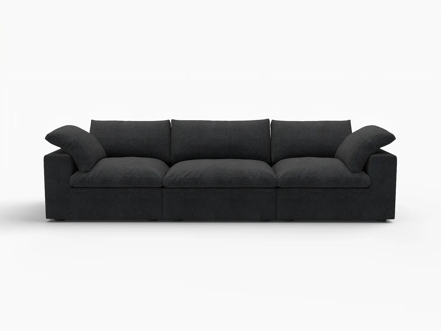 WJS Home 3 PieceCottonandLinenBlackCouchSectionals120FlexibleArmrestPillows3 Seater_4