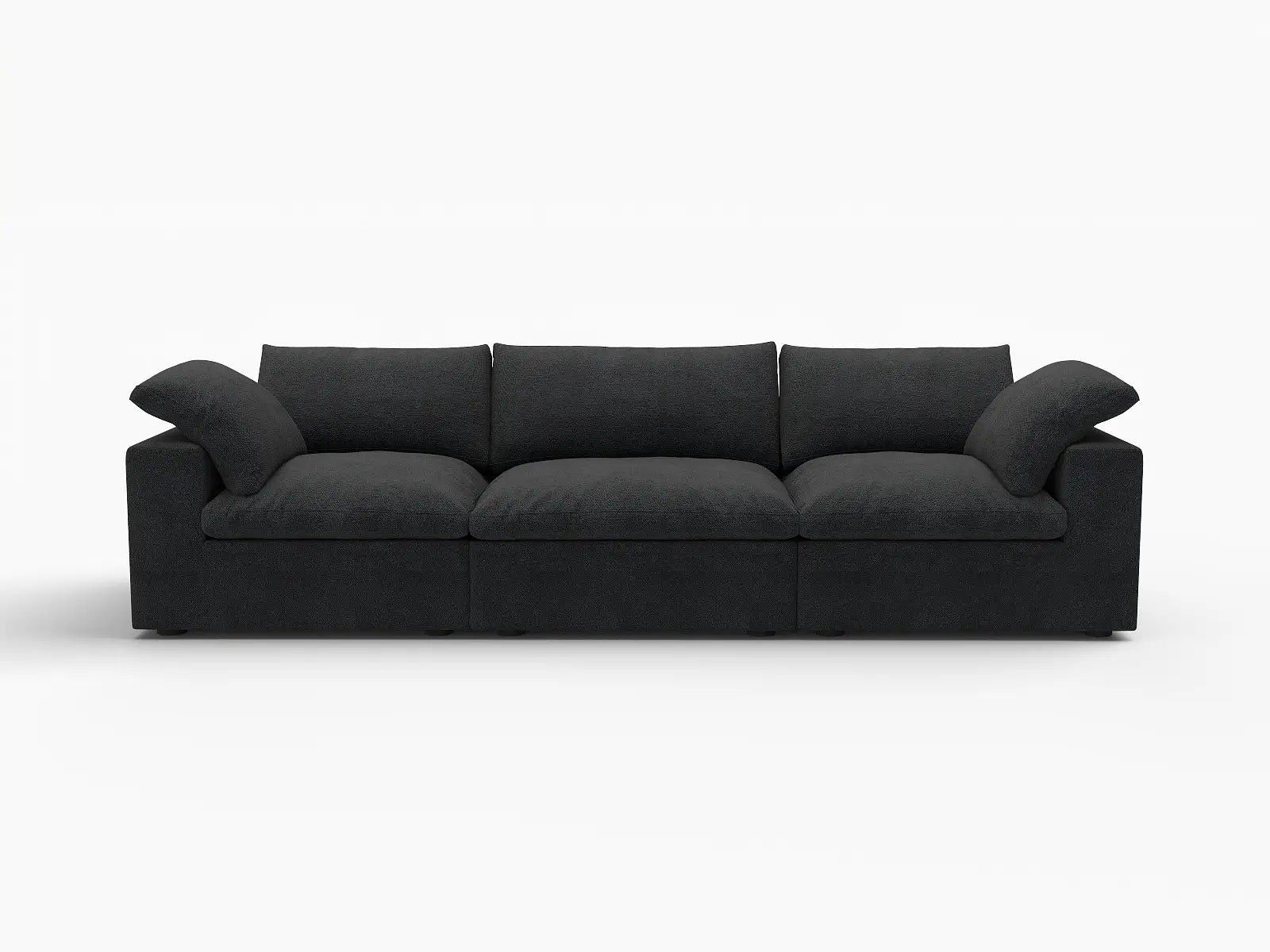 WJS Home 3 PieceCottonandLinenBlackCouchSectionals120FlexibleArmrestPillows3 Seater_4