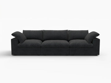 Deluxe Premium Cloud Sectional Sofas Covers | Premium Cloud Cotton and Linen Black 3-Seater Covers