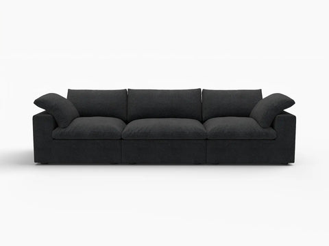 Deluxe Premium Cloud Sectional Sofas Covers | Premium Cloud Cotton and Linen Black 3-Seater Covers