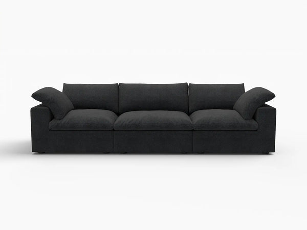 Deluxe Premium Cloud Sectional Sofas Covers | Premium Cloud Cotton and Linen Black 3-Seater Covers