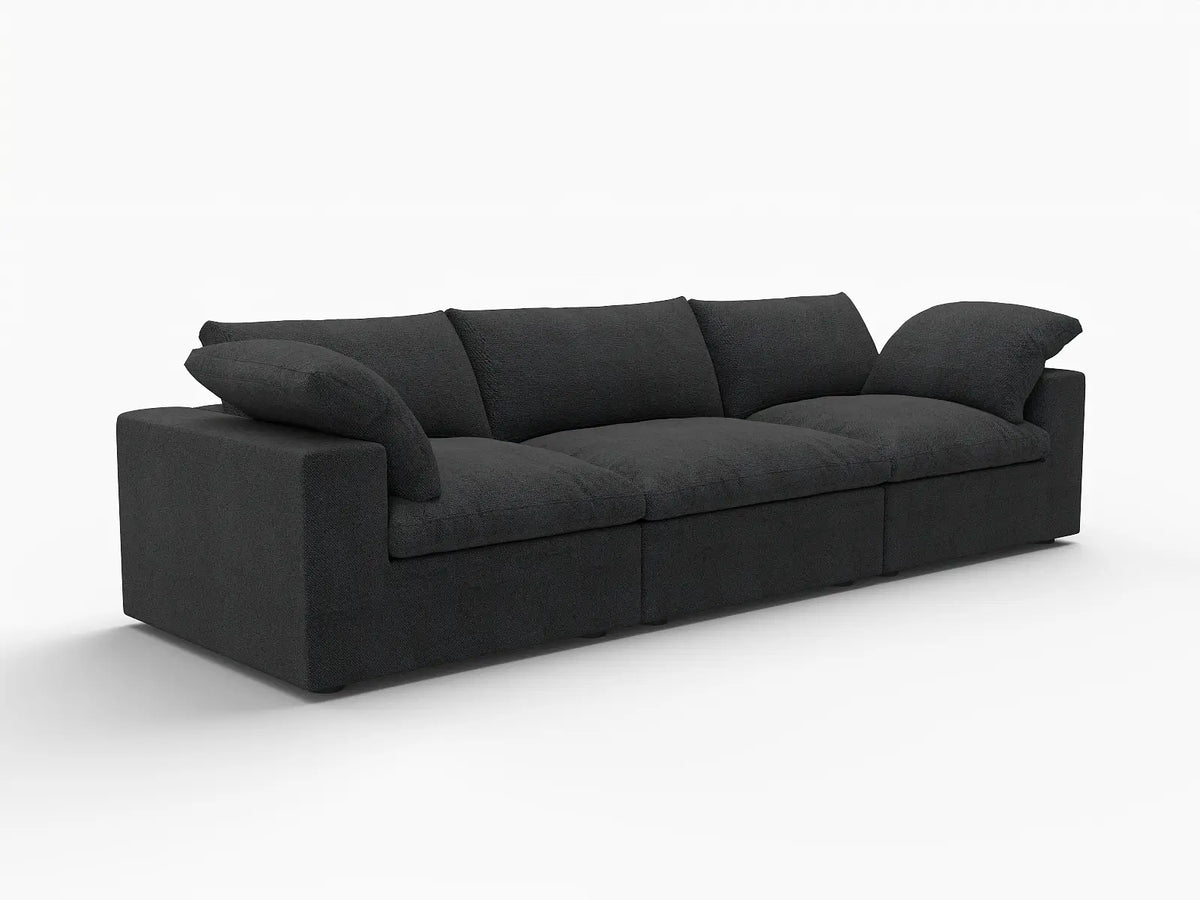 WJS Home 3 PieceCottonandLinenBlackCouchSectionals120FlexibleArmrestPillows3 Seater_5
