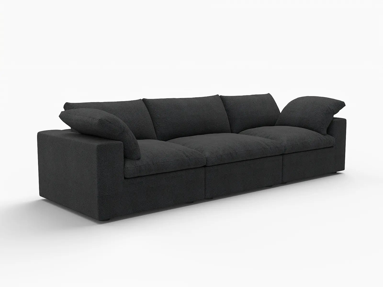 WJS Home 3 PieceCottonandLinenBlackCouchSectionals120FlexibleArmrestPillows3 Seater_5