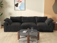 WJS Home 3 PieceCottonandLinenBlackCouchSectionals120FlexibleArmrestPillows3 Seater_6