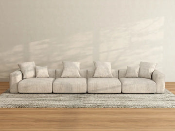 Sofá seccional lavable Matrix de 4 plazas, color beige | 4 piezas, tela de pana, diseño modular