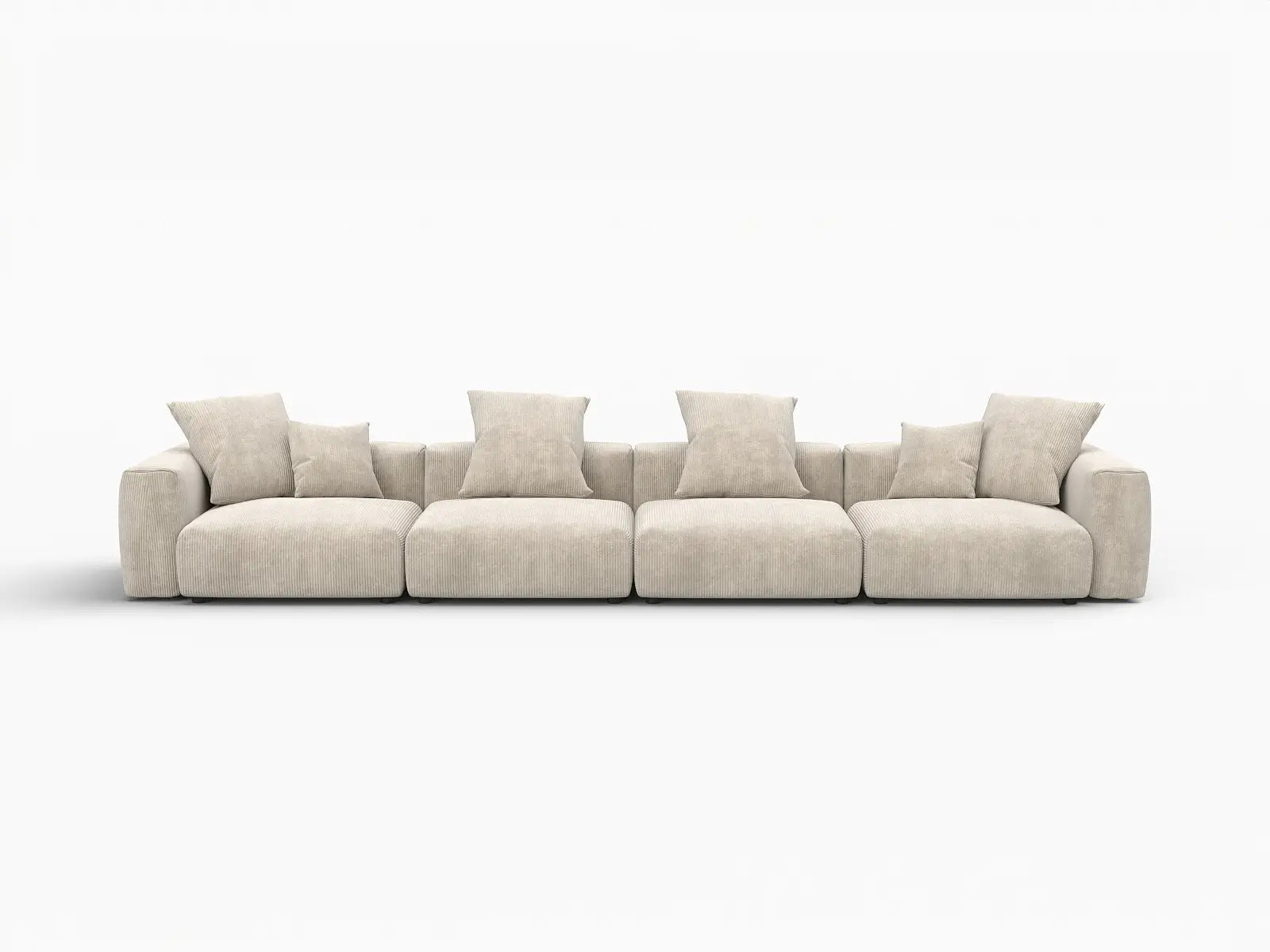 WJS Home 4 Piece Beige Corduroy Couch Sectionals 4 Seater_4