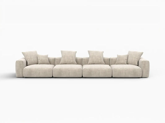 WJS Home 4 Piece Beige Corduroy Couch Sectionals 4 Seater_4