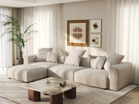 WJS Home 4 Piece Beige Corduroy L Shaped Sectionals 3 Seater_1