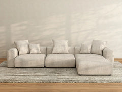 Sofás modulares modernos Matrix | Seccionales en forma de L de 4 piezas de pana beige de 3 plazas