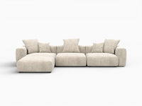 WJS Home 4 Piece Beige Corduroy L Shaped Sectionals 3 Seater_4