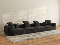 WJS Home 4 Piece Black Corduroy Couch Sectionals 4 Seater_2