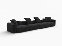 WJS Home 4 Piece Black Corduroy Couch Sectionals 4 Seater_5