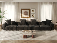 WJS Home 4 Piece Black Corduroy Couch Sectionals 4 Seater_6