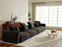 WJS Home 4 Piece Black Corduroy Couch Sectionals 4 Seater_7