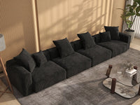 WJS Home 4 Piece Black Corduroy Couch Sectionals 4 Seater_8