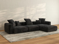 WJS Home 4 Piece Black Corduroy L Shaped Sectionals 3 Seater_2
