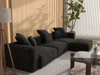 WJS Home 4 Piece Black Corduroy L Shaped Sectionals 3 Seater_7