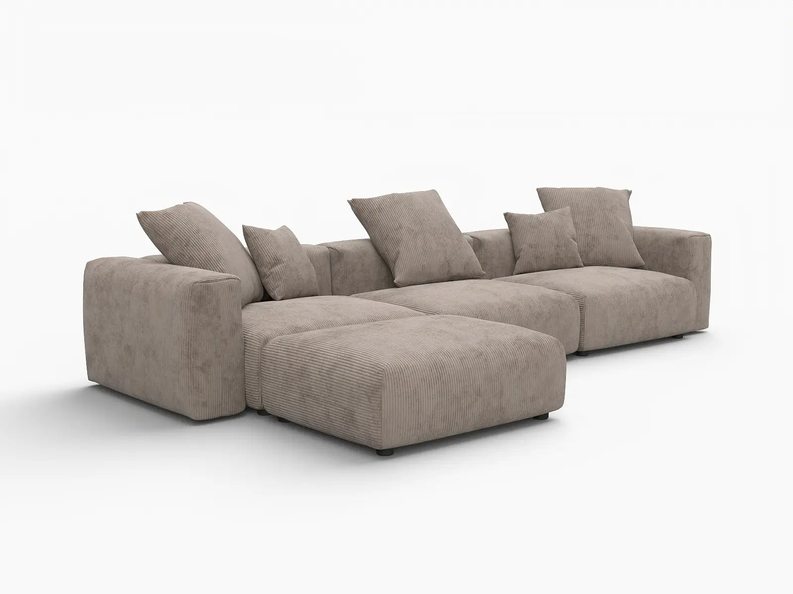 WJS Home 4 Piece Brown Corduroy L Shaped Sectionals 3 Seater_5
