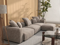 WJS Home 4 Piece Brown Corduroy L Shaped Sectionals 3 Seater_7