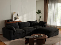 WJS Home 4 Piece Cotton and Linen Black L Shaped Sectionals 120 Storage Ottoman 3 Seater_1