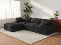 WJS Home 4 Piece Cotton and Linen Black L Shaped Sectionals 120 Storage Ottoman 3 Seater_3
