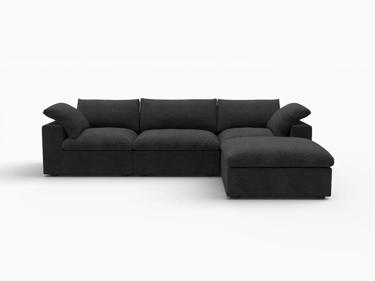 WJS Home 4 Piece Cotton and Linen Black L Shaped Sectionals 120 Storage Ottoman 3 Seater_4