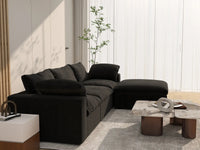 WJS Home 4 Piece Cotton and Linen Black L Shaped Sectionals 120 Storage Ottoman 3 Seater_7