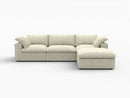 Deluxe Premium Cloud Sectional Sofas Covers | Khaki Cotton and Linen Sofa Cover for 3-Seater With Ottoman