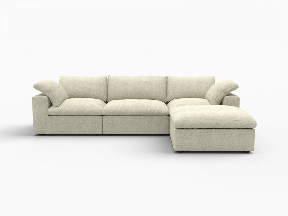 WJS Home 4 Piece Cotton and Linen Khaki L Shaped Sectionals 120 Cloud Like Comfort 3 Seater_4