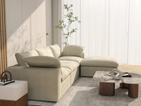 WJS Home 4 Piece Cotton and Linen Khaki L Shaped Sectionals 120 Cloud Like Comfort 3 Seater_7