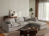 WJS Home 4 Piece Cotton and Linen Light Grey L Shaped Sectionals 120 Removable _ Washable Covers 3 Seater_1