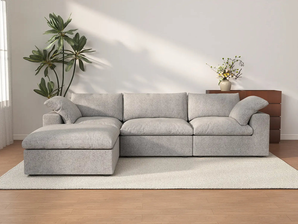 WJS Home 4 Piece Cotton and Linen Light Grey L Shaped Sectionals 120 Removable _ Washable Covers 3 Seater_2