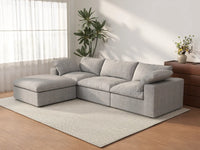WJS Home 4 Piece Cotton and Linen Light Grey L Shaped Sectionals 120 Removable _ Washable Covers 3 Seater_3