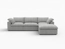 Deluxe Premium Cloud Sectional Sofas Covers | Light Grey Cotton and Linen Sofa Cover for 3-Seater With Ottoman