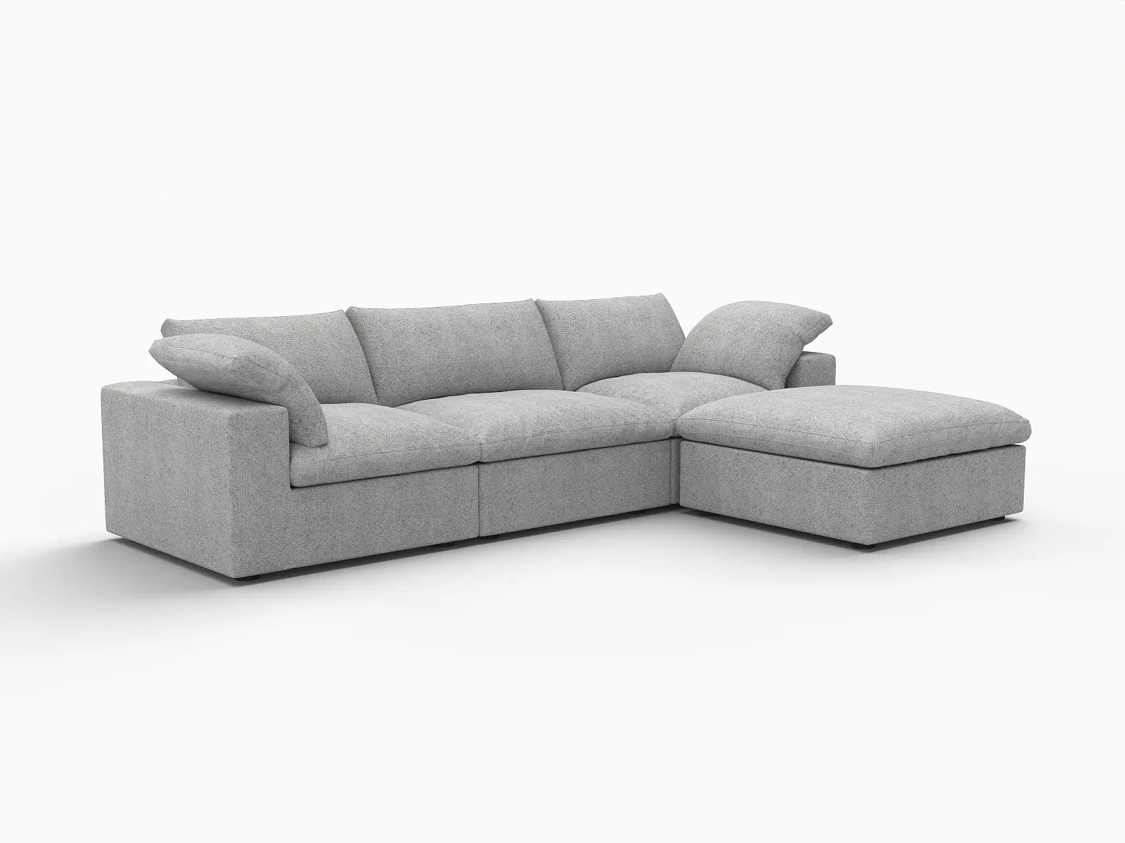 WJS Home 4 Piece Cotton and Linen Light Grey L Shaped Sectionals 120 Removable _ Washable Covers 3 Seater_5