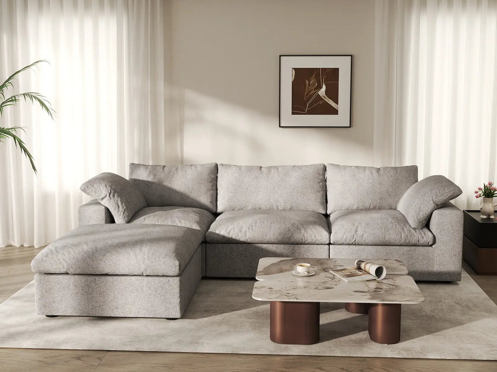 WJS Home 4 Piece Cotton and Linen Light Grey L Shaped Sectionals 120 Removable _ Washable Covers 3 Seater_6