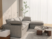 WJS Home 4 Piece Cotton and Linen Light Grey L Shaped Sectionals 120 Removable _ Washable Covers 3 Seater_7