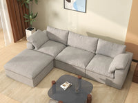WJS Home 4 Piece Cotton and Linen Light Grey L Shaped Sectionals 120 Removable _ Washable Covers 3 Seater_8