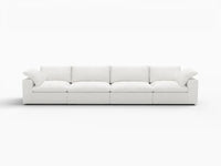 WJS Home 4 Piece Cotton and Linen White Couch Sectionals 160 Storage Ottoman 4 Seater_4