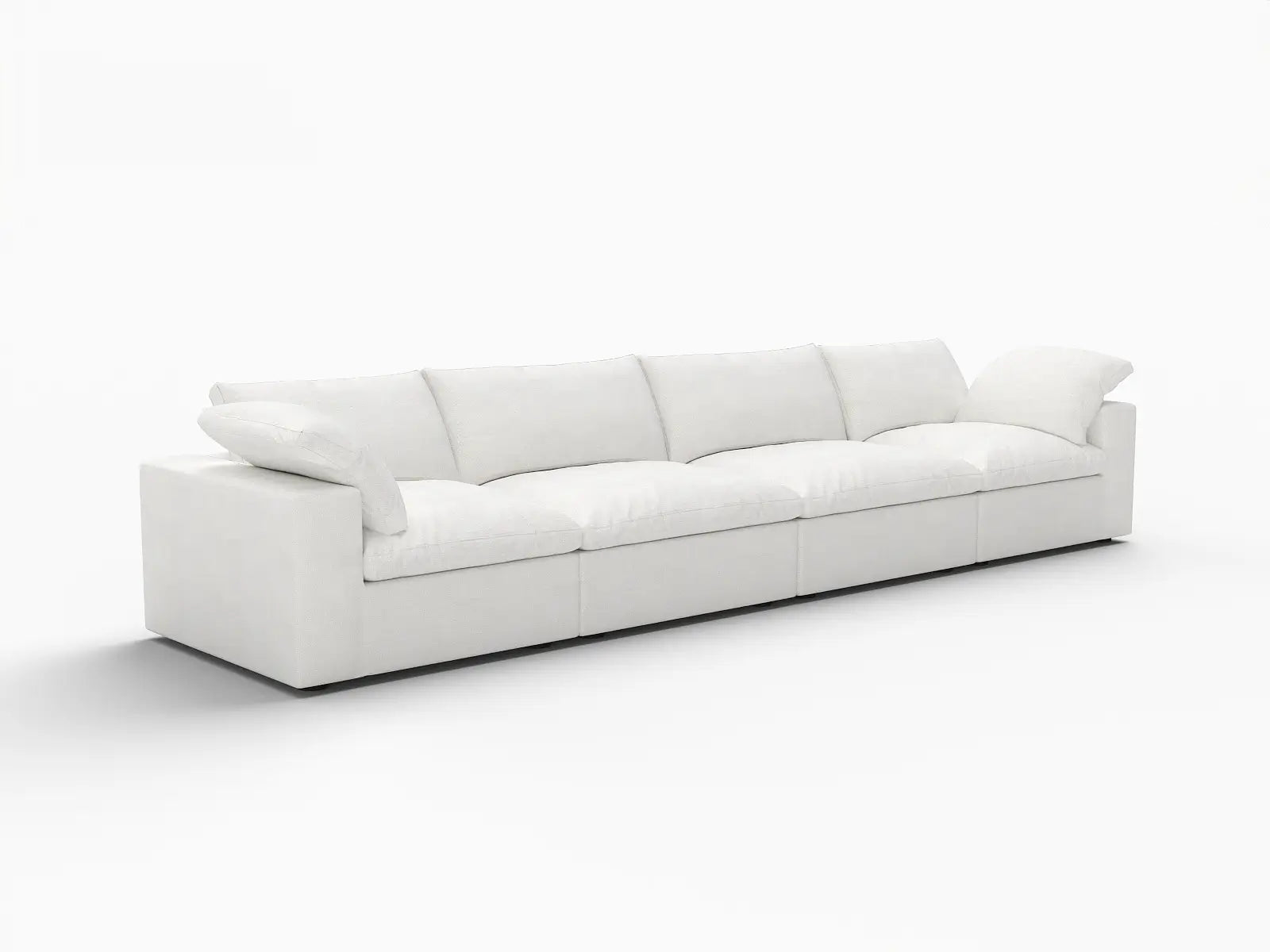 WJS Home 4 Piece Cotton and Linen White Couch Sectionals 160 Storage Ottoman 4 Seater_5