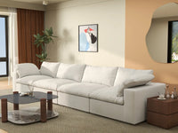 WJS Home 4 Piece Cotton and Linen White Couch Sectionals 160 Storage Ottoman 4 Seater_8
