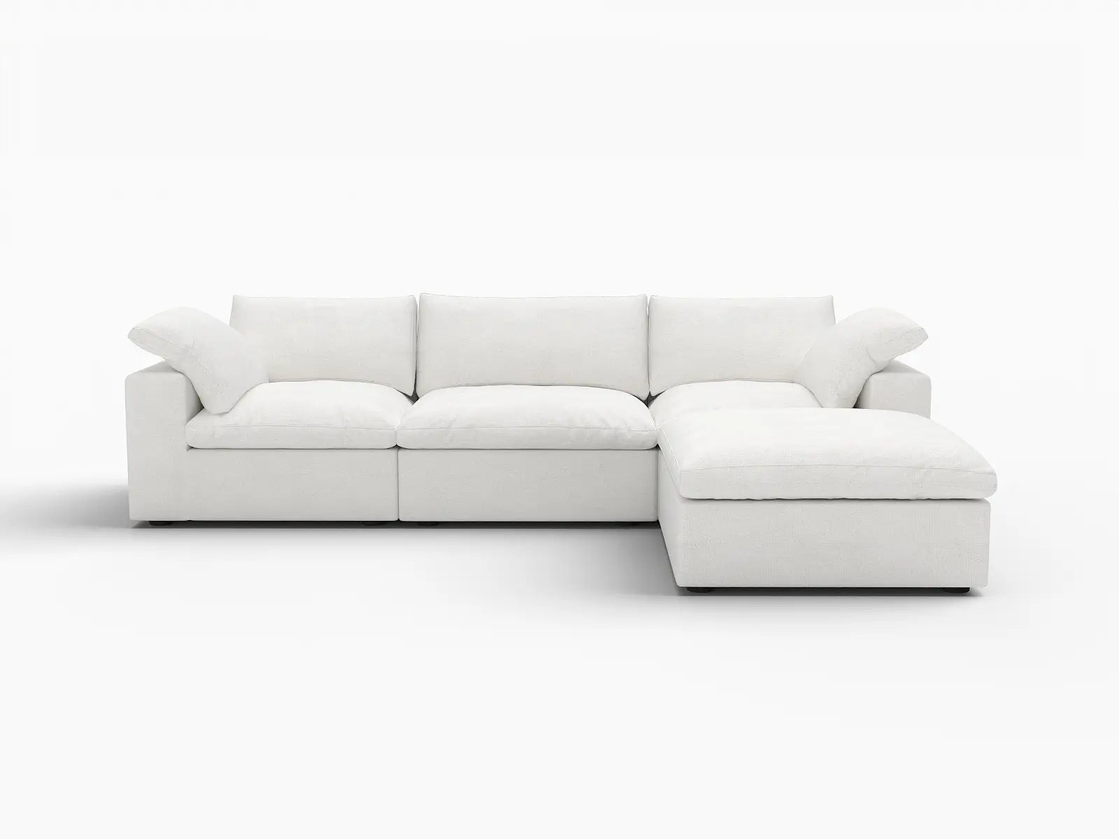 WJS Home 4 Piece Cotton and Linen White L Shaped Sectionals 120 Storage Ottoman 3 Seater_4
