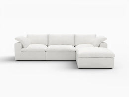 Deluxe Premium Cloud Sectional Sofas Covers | White Cotton and Linen Sofa Cover for 3-Seater With Ottoman