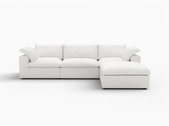 Deluxe Premium Cloud Sectional Sofas Covers | White Cotton and Linen Sofa Cover for 3-Seater With Ottoman