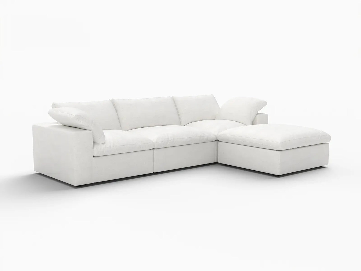 WJS Home 4 Piece Cotton and Linen White L Shaped Sectionals 120 Storage Ottoman 3 Seater_5