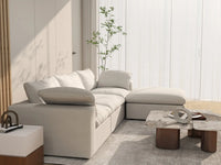 WJS Home 4 Piece Cotton and Linen White L Shaped Sectionals 120 Storage Ottoman 3 Seater_7